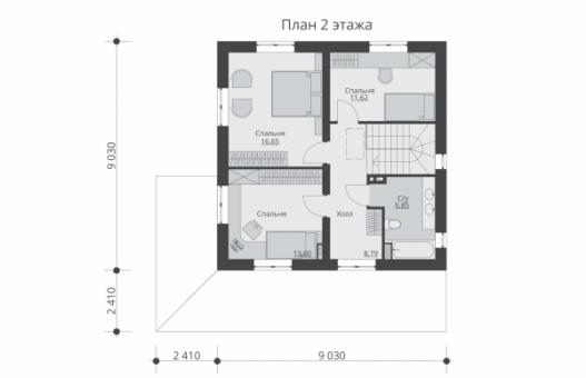 Проект двухэтажного жилого дома с террасами